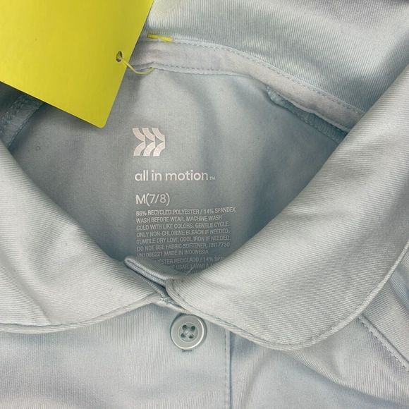 ALL IN MOTION girl’s pale blue athletic button polo style shirt - Picture 3 of 5